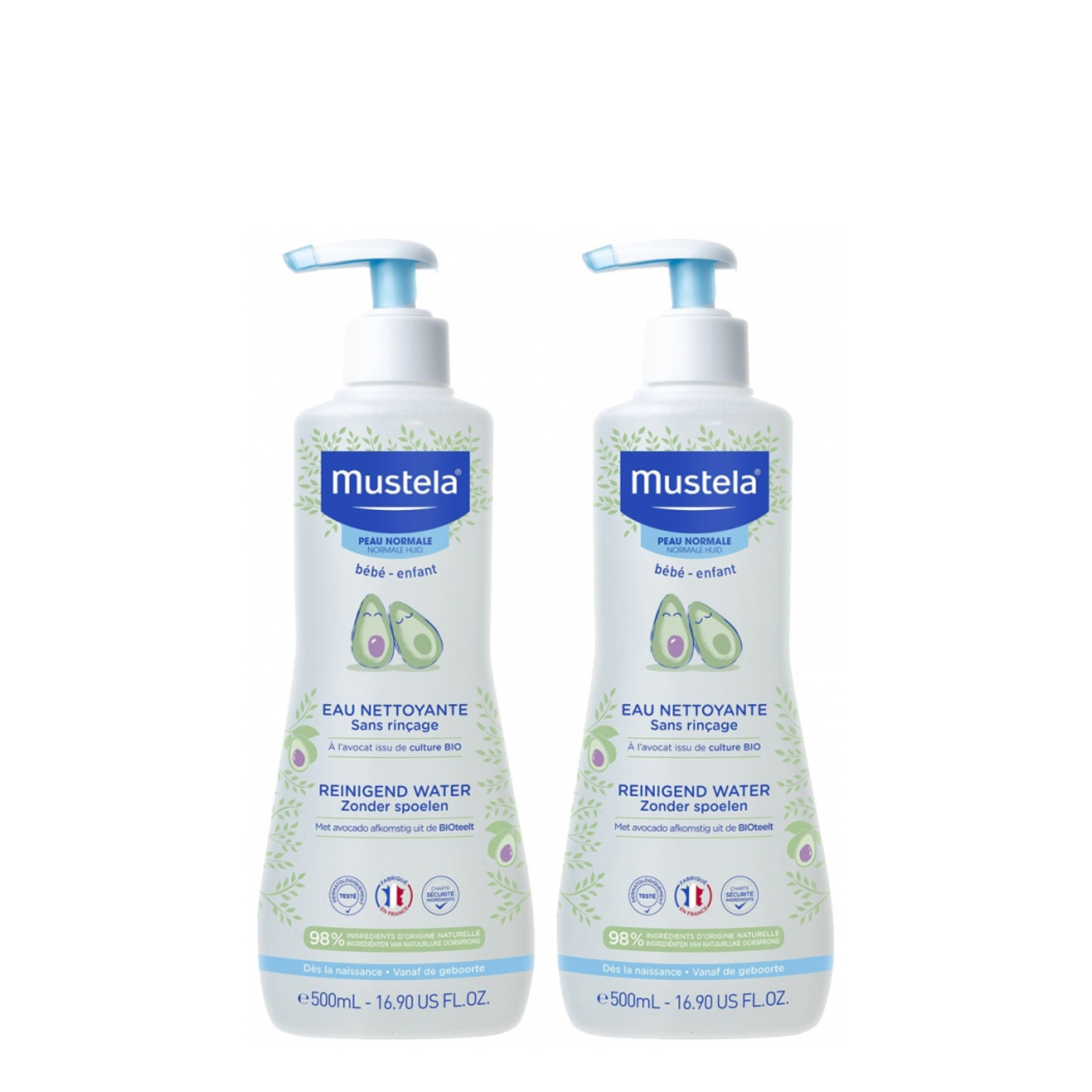 Mustela Cleansing Water Duo 500ml - baby skincare twin pack