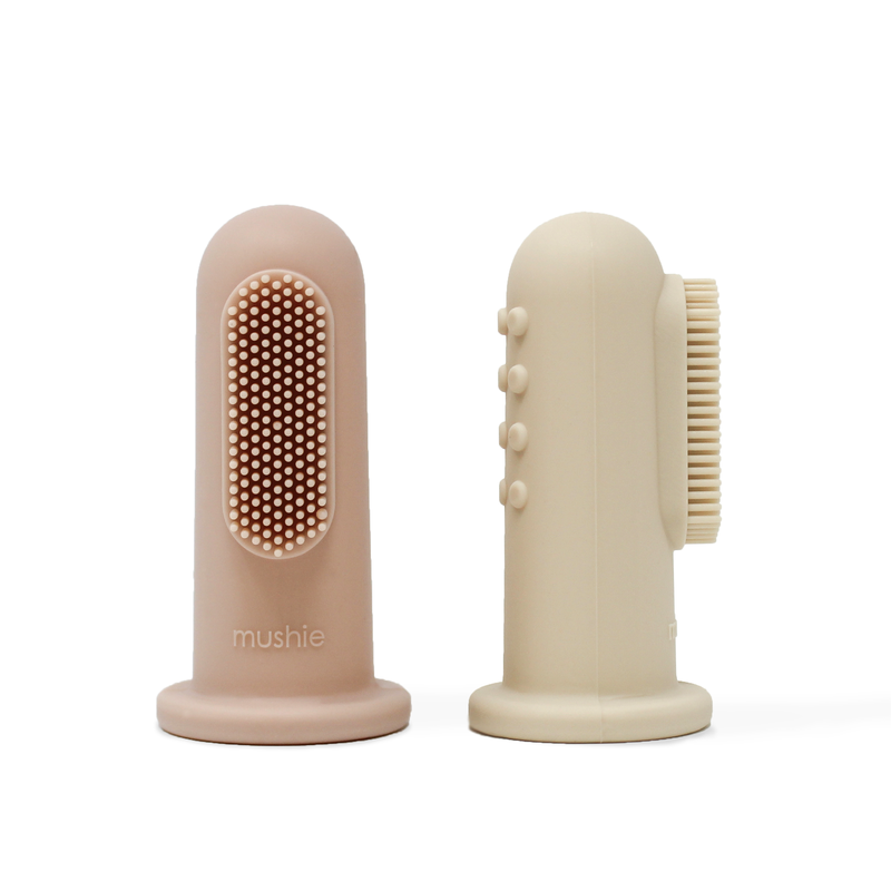 Mushie - Finger Toothbrush Blush / Shifting Sand